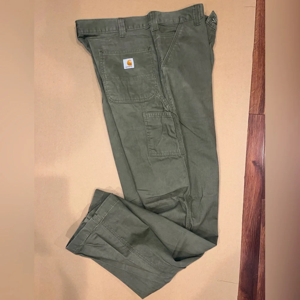 Mens Army Green Carhartt Carpenter Pants Size 38 x 34 Relaxed Fit - Picture 10 of 16